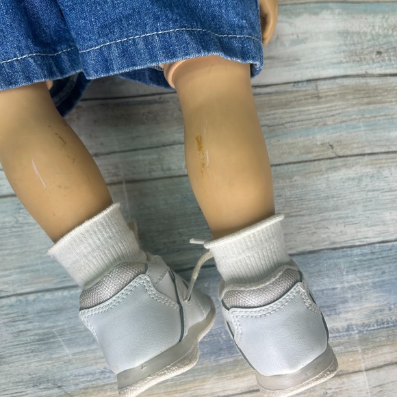 My Twinn Poseable Doll Brown Hair & Eyes Overalls Stripe Top Shoes - Picture 9 of 12